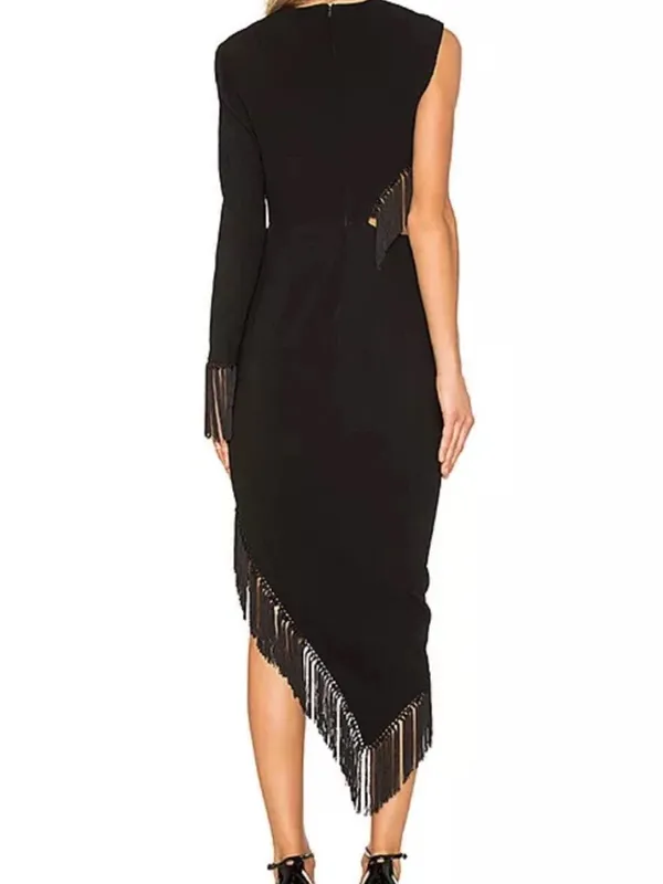 Misha Collection Women’s Lana Fringe Cutout Dress Cocktail Party in Black 4 - Image 2