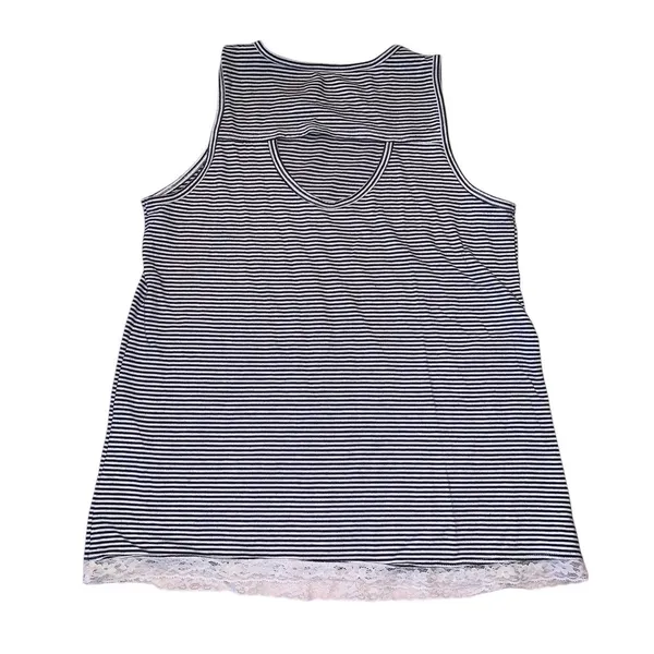 Abercrombie Kids‎ Tank Top Girls 13/14 Blue Striped Lace Trim Keyhole Preppy - Image 4