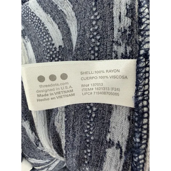 Three Dots Wide Leg Pants Womens Small‎ Blue Abstract Stripe Textured Rayon Boho - Image 7