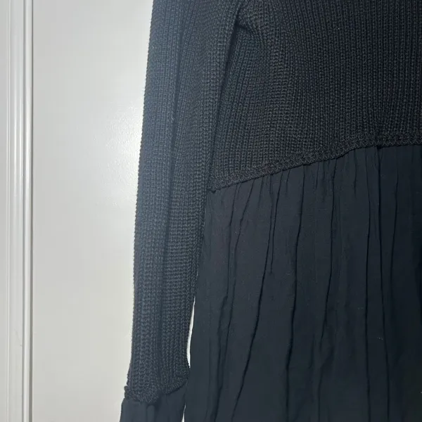 Altar'd State Black Mixed Media Waffle Knit Peplum Sweater Top M minimal cozy - Image 2