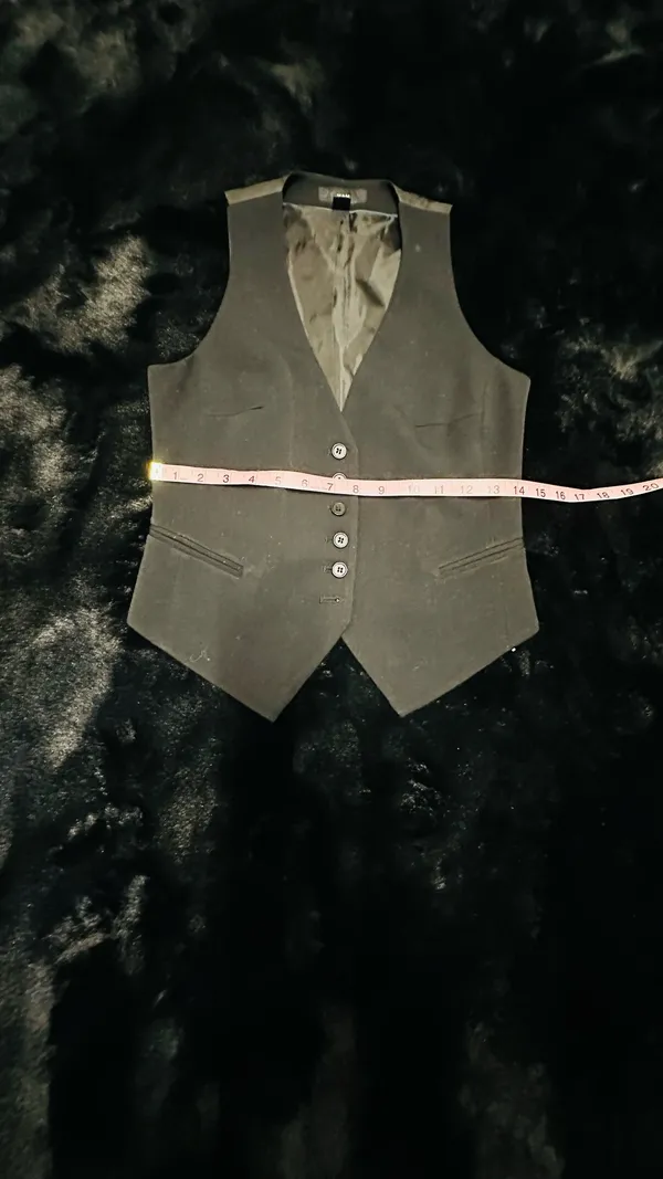 H&M Black Tailored Vest Waistcoat Size US 4 EUR 34 Button Front Adjustable Back Classic Fit - Image 4