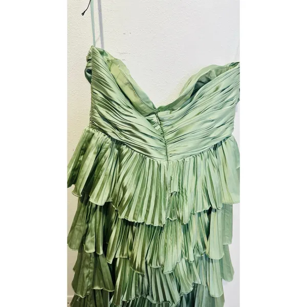 IEENA for MAC DUGGAL Green Pleated Tiered Ruffle Sweetheart Gown Dress size 10 - Image 12
