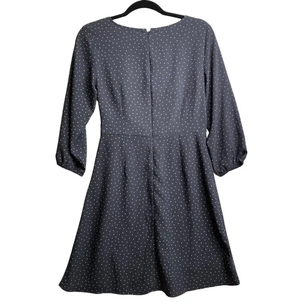 Loft Grey And White Polka Dot Wrap Dress‎ size 2 Business Church Office Casual - Image 7