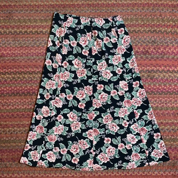 90s VINTAGE GRUNGE FLORAL MIDI / MAXI SKIRT - Image 4
