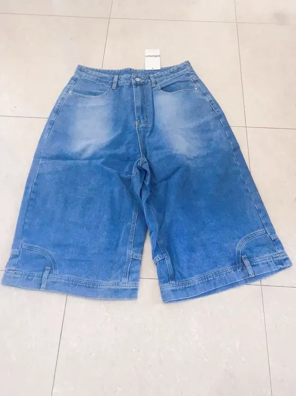 Women’s Wide Leg Baggy Denim Shorts Y2K Streetwear Vintage Washed Jean Bermuda - Image 3