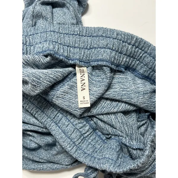 Zenana Small Matching Set Heather Blue Jogger Pant Long Sleeve Top - Image 10