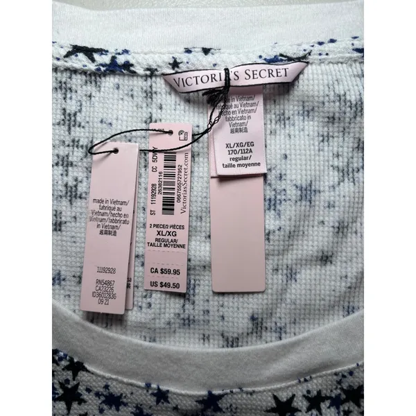 Victoria's Secret NWT Thermal‎ Top XL Star Print Long Sleeve Cotton - Image 5