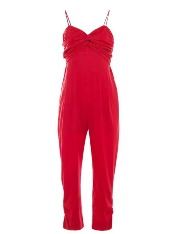FARM RIO Cherry Red Linen Jumpsuit Size L - Image 2