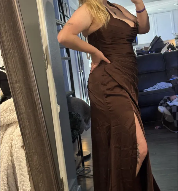 Azazie Brown bridesmaid dress - Image 4