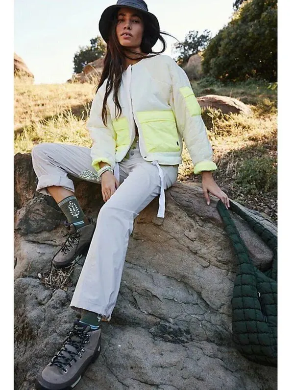 FREE PEOPLE Outta Left Field Jacket in Neon Green Size Small - Image 11
