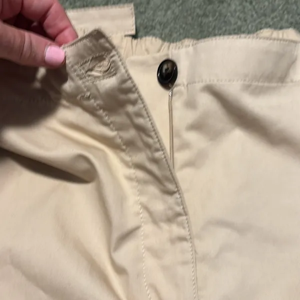 Zara beige hi waist adjustable flat front Shorts - Image 11