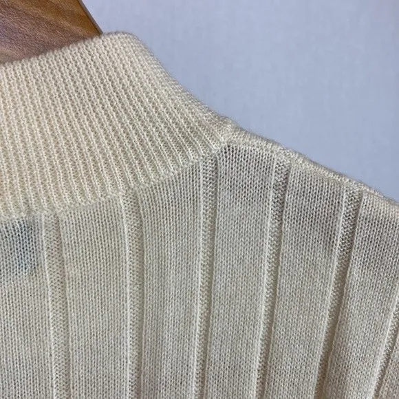 Charter Club 100% Wool Ribbed Ivory Long Sleeve Mock Turtleneck Sweater MP M - Image 5