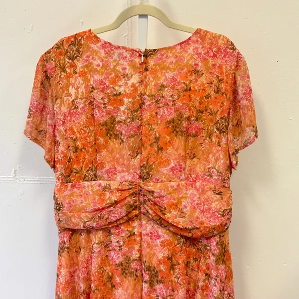 NWT Avenue Floral Chiffon Midi Dress Orange V-Neck Short‎ Sleeve Plus Size 18W - Image 5