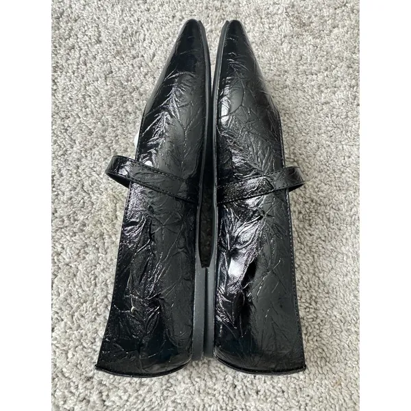 NWB Katy Perry The Evie Mary Jane Ballet Flat Womens Size 8 M Crinkle Black - Image 6
