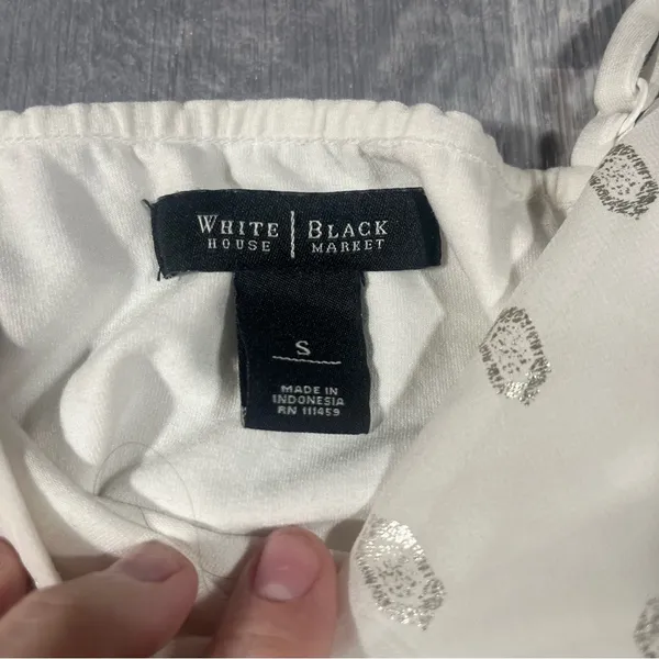 White House Black Market White Camisole with Silver Accents - Image 2
