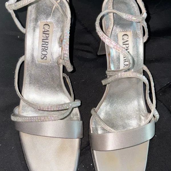 Elegant Silver Strappy Heels Size 7 - Image 3