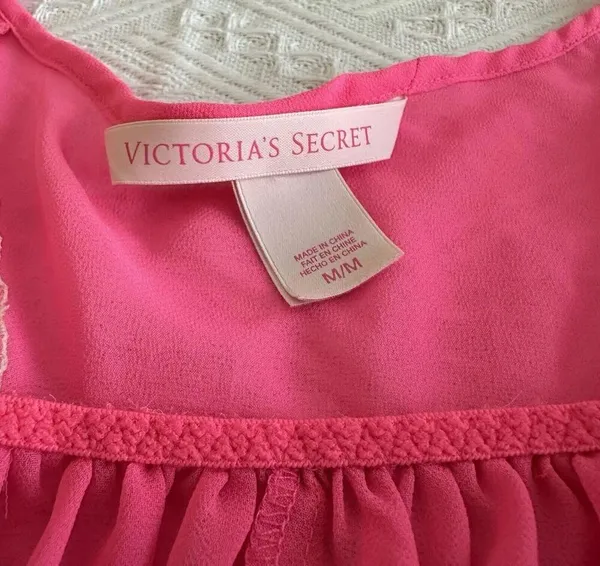 Victoria’s Secret Neon Pink Cream Lace Babydoll Lingerie Top Sz M Medium - Image 5