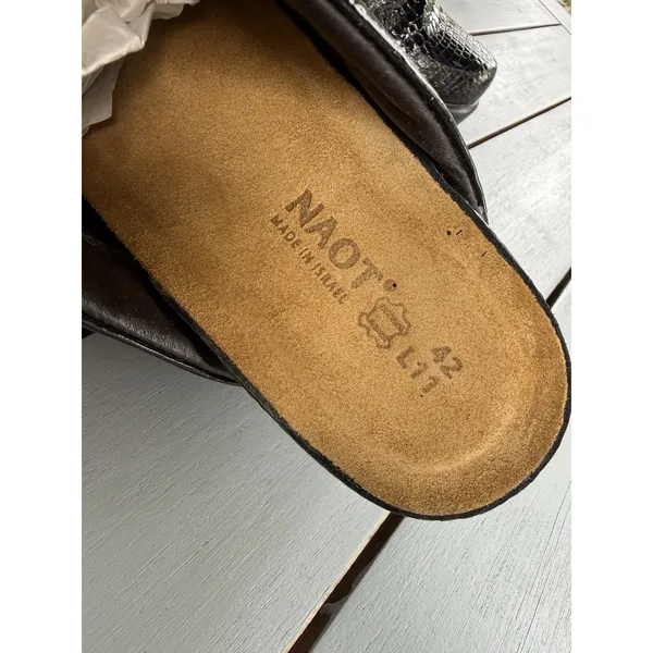 NAOT Black Croco Patent Leather Mules Slip on Clogs Women’s Wedge Shoes Size 11 - Image 10