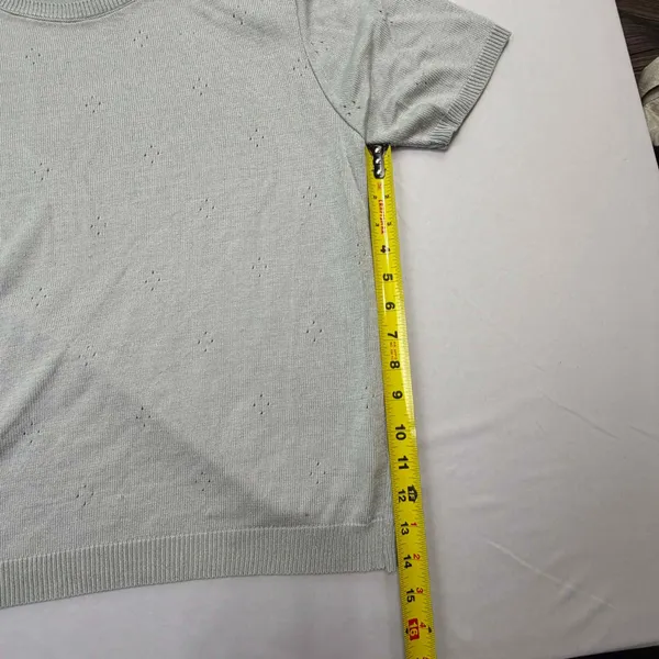 Draper's & Damon's Short Sleeve Pointelle Knit Sweater Sage Green - Image 8