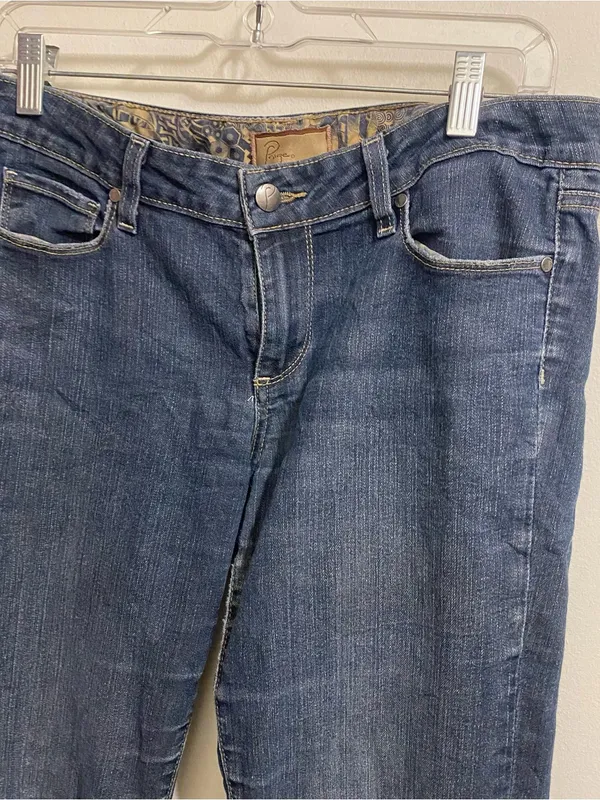 Paige Womens Size 28 31x29 31” Peg Skinny Jeans Blue Denim Cigarette Slim Leg Ma - Image 2