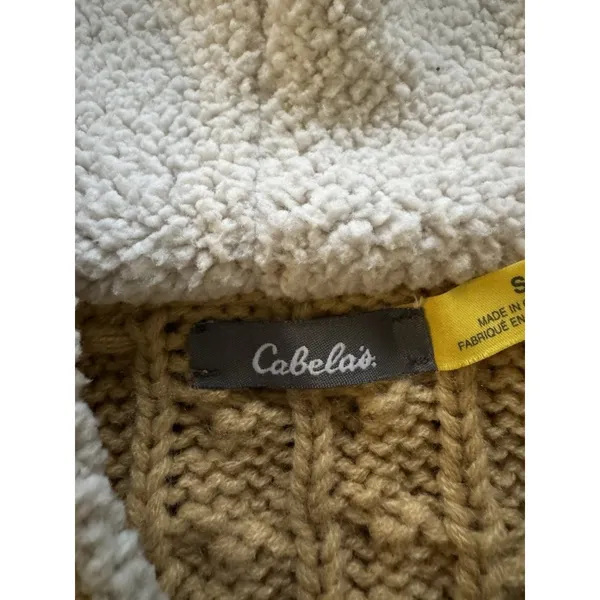 Cabelas Women's Knit Button Cardigan‎ Sweater Jacket Heavy Size S Sherpa Hood - Image 3