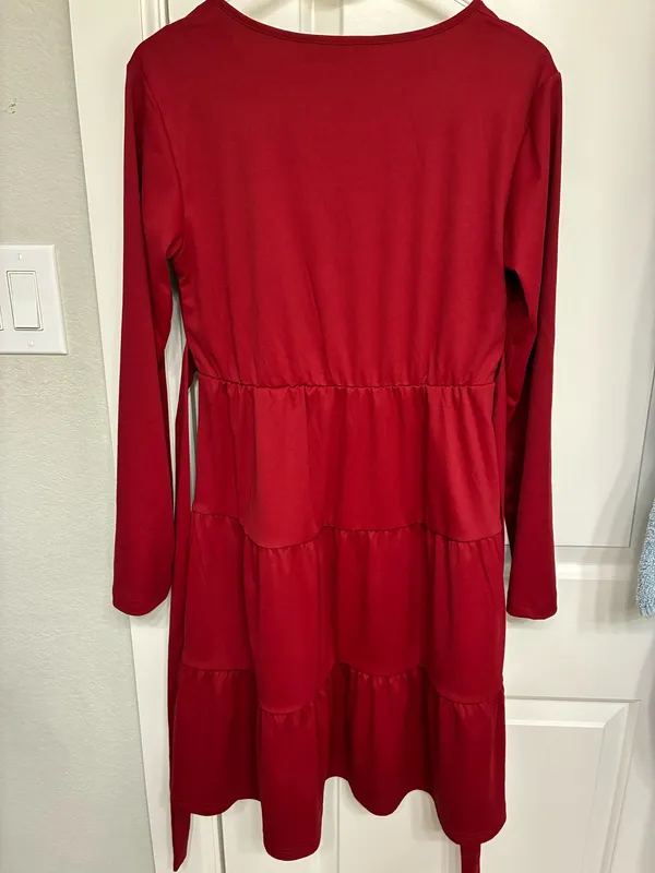 Long sleeve Midi Dress Red - Image 2