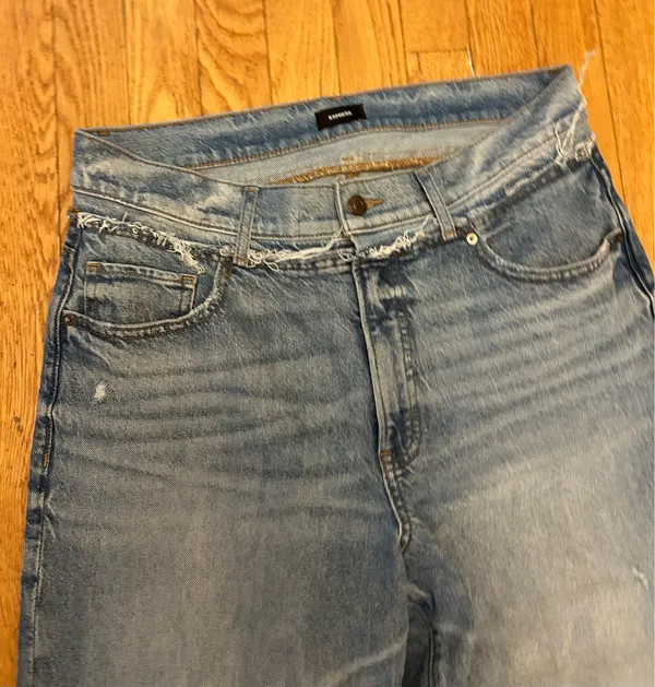 Express Frayed Waist Raw Leg Jeans Size 12 - Image 2