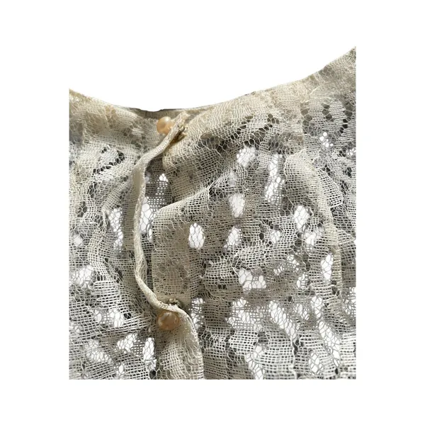 Vintage 80s/90s cropped bolero sheer ivory lace button up cardigan romantic XS/S - Image 4