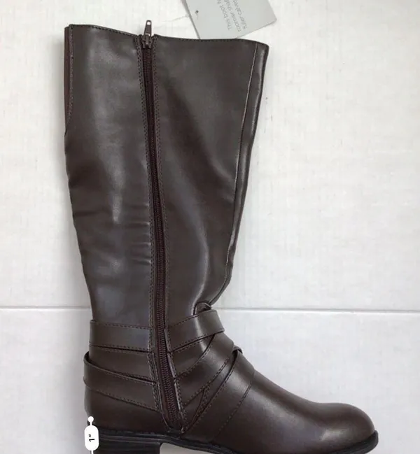 Life Stride Equestrian Tall Brown Subtle Wide Calf Heeled Boots Zip Up 5 - Image 7