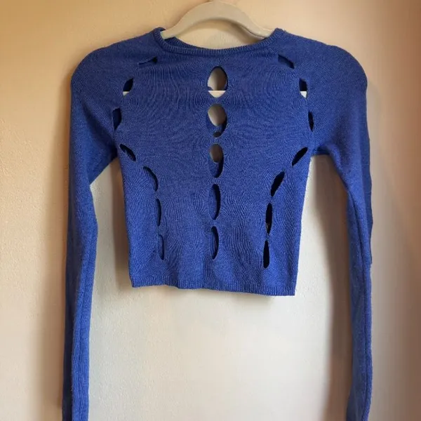 UO Ulla Cutout Sweater Royal Blue - Image 2
