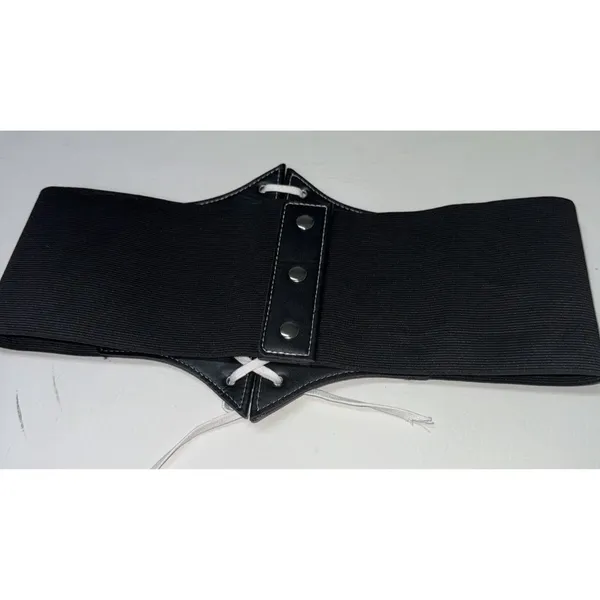 Corset Belt Womens Medium Large Black Lace Up Snap Back Pirate Goth Whimsigoth - Image 3