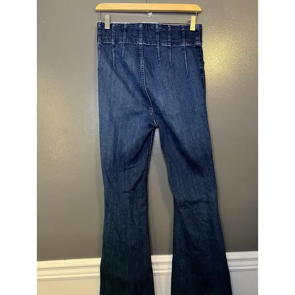 We The Free Jeans Women 29 Medium Blue High Rise Flare Paperbag Stretch Denim - Image 4