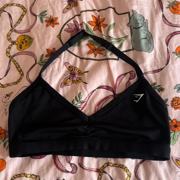 Gymshark Minimal Halterneck Sports Bra Black - Image 3