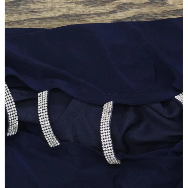 NWT MSK V-Neck Rhinestone Ladder Trim Side Slit Evening Gown Dress Navy Blue S - Image 10