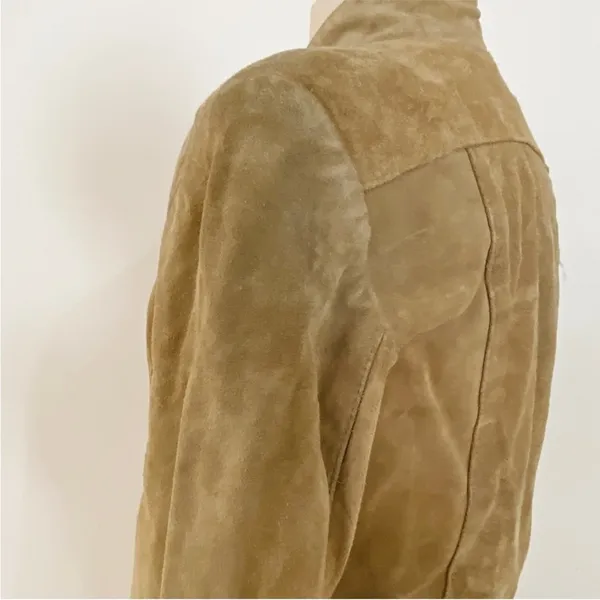 Vintage blazer cropped suede leather boho jacket Tan - Image 13