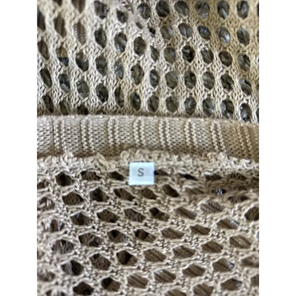Women's Tan Woven‎ Short Sleeve Cardigan Size Small - Image 7