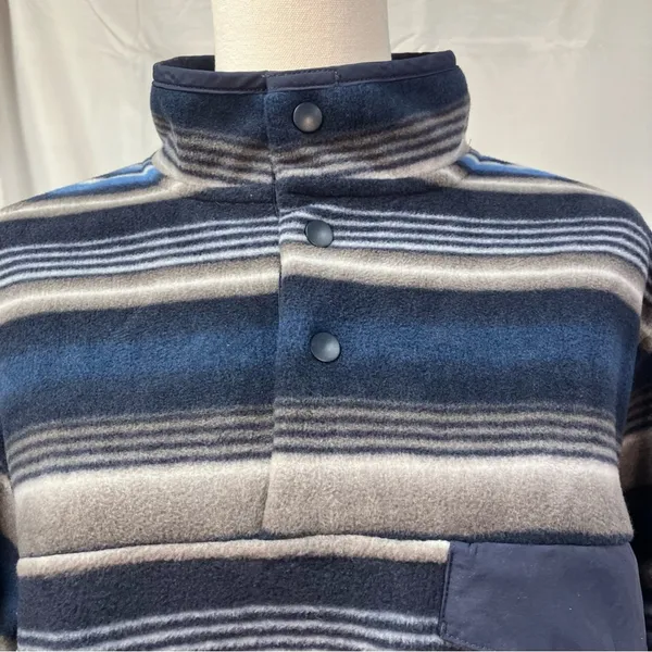Southern Grit Tundra Fleece‎ Pullover Snap Striped Blue Grey Southwestern Womens - Image 4