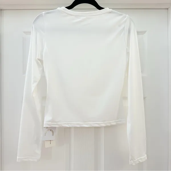 NWT Commense Crew Neck Basic Long Sleeve Top stretchy White - Image 3