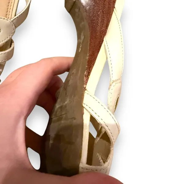 Naturalizer Beige‎ Leather Open Toe Strappy Slip On Heel Sandals Sz 8 - Image 10