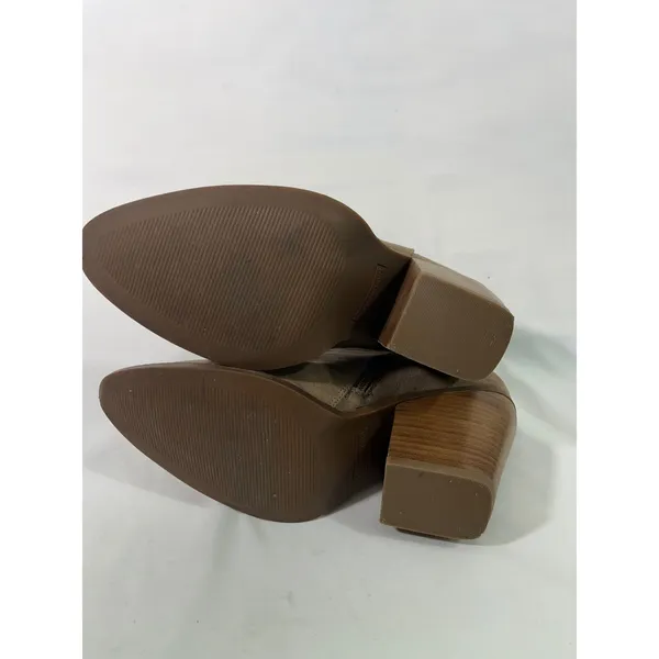 MADDEN Girl Women Suede Block Heel Ankle Boots Side Zip Pointed Toe Tan Sz 8.5‎ - Image 8