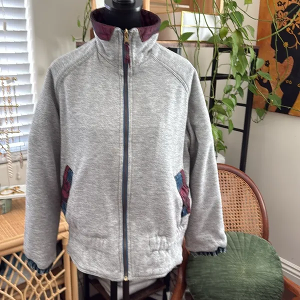 Vintage 80s/90s Current Seen Reversible Funnel Neck Denim Sweatshirt Jacket - Image 4