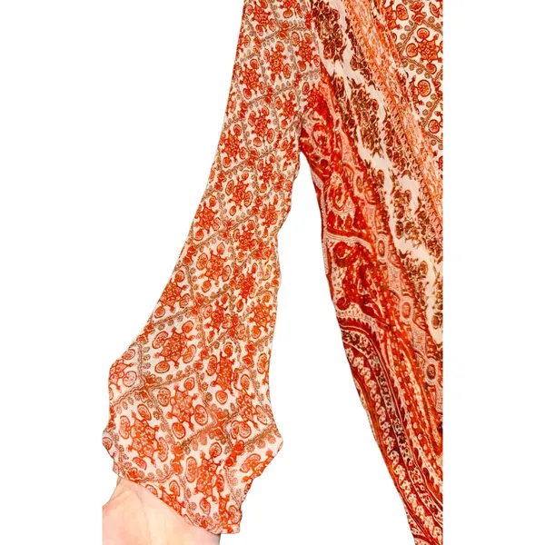 Soft Surroundings Boho Lightweight Blouse‎ Womens Large Hippie 70s Burnt Orange - Image 4