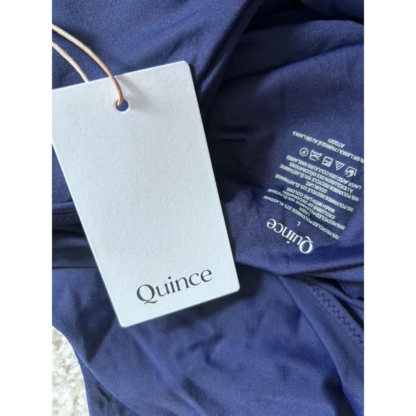 NWT Quince Deep Navy Blue Italian Cut Out One-Piece Swimsuit Sz Large - Image 5