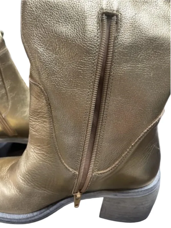 Free People Essential Tall Slouch Boots Metallic Gold Size 38 - Image 6