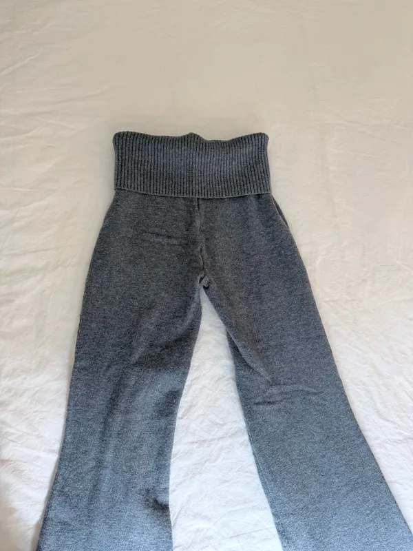 Sincerely Jules Blue Knit Fold Over Stretchy Pants - Image 2