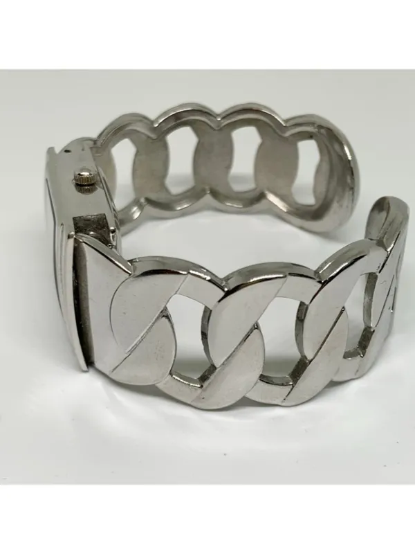 Studio silver tone women’s watch 24mm quartz cuff bracelet size 6.5” running - Image 4
