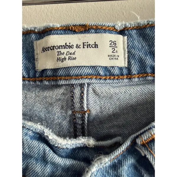 Abercrombie & Fitch Women Criss Cross Waist The Dad High Rise Jeans 26 Blue Y2K - Image 6