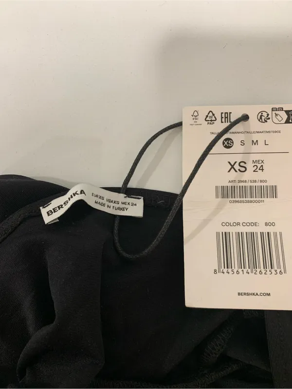 Bershka Black Long-Sleeve V-Neck Bodysuit - Size XS - Image 3