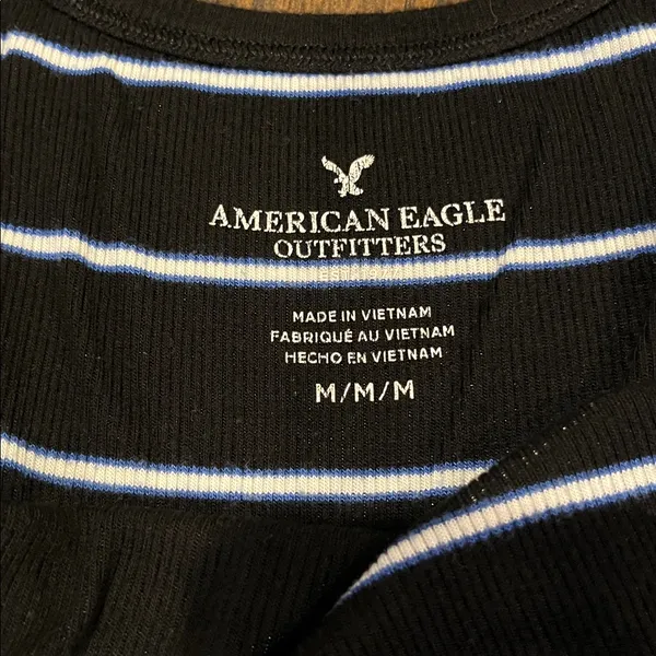 American Eagle Black White & Blue Striped Tank Top - Image 2