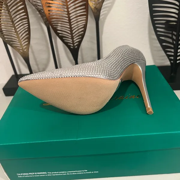 Elegant Silver Stiletto Heels by Lauren Lorraine Size 5.5 - Image 2